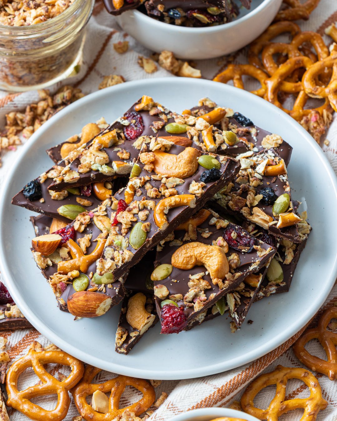 Dark Chocolate Almond Bark with Sugar Cookie Granola - Uncle Crumbles