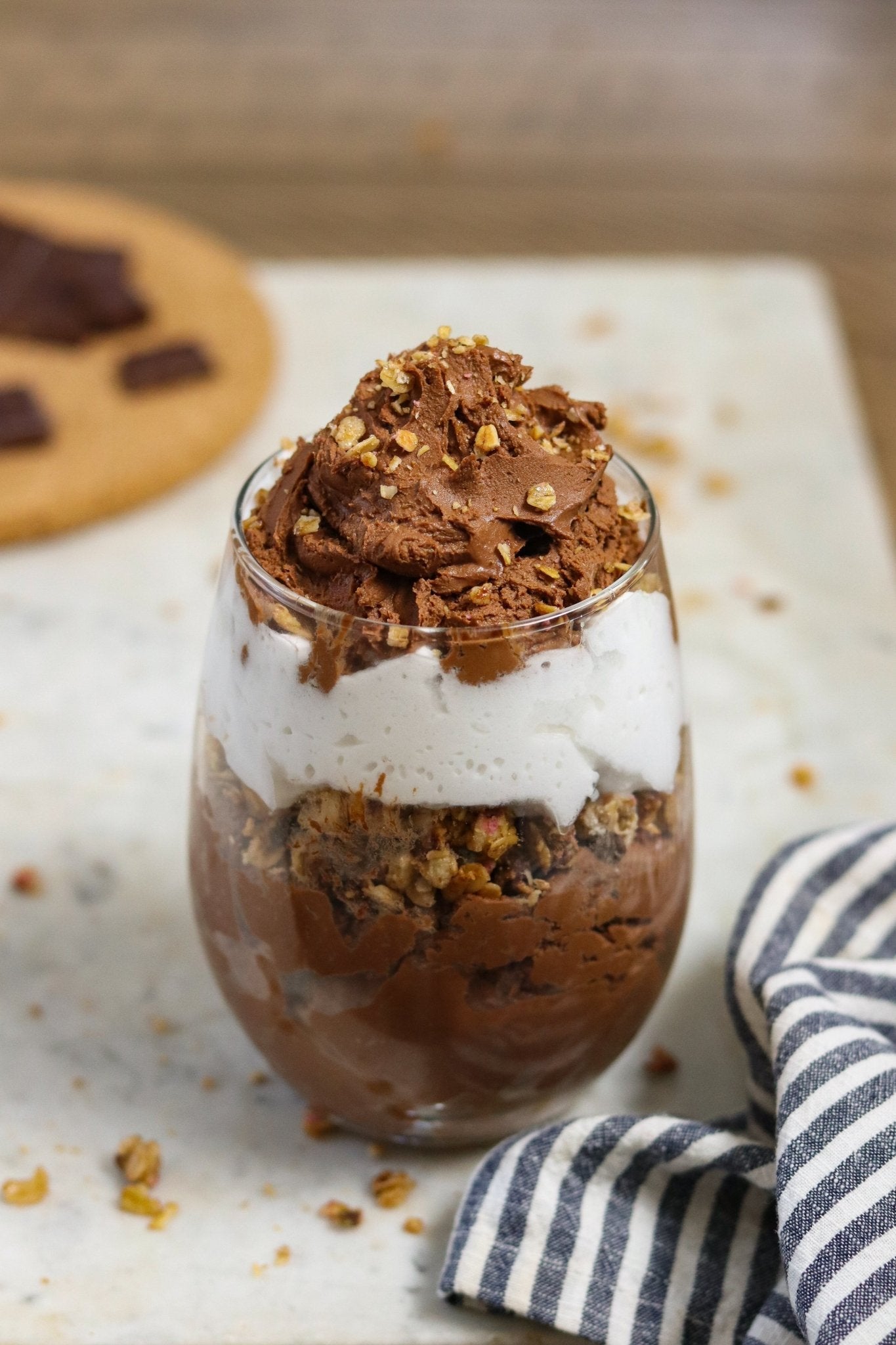Easy Vegan Chocolate Mousse with Cinna-Maple Crunch Granola