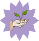 A hand holding a sprouting plant